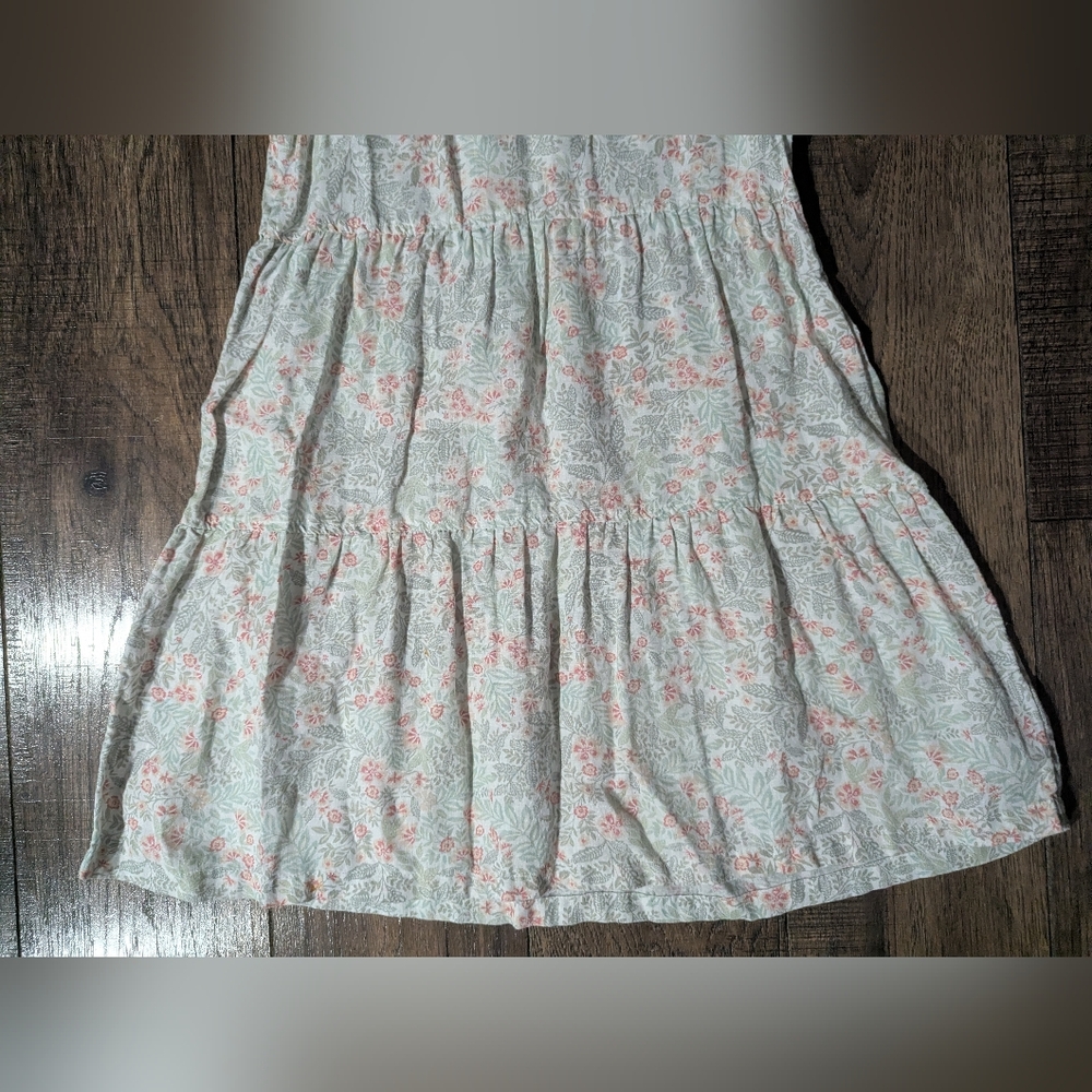 Joie Women's 100% Linen Tiered Summer Dress Size XS Soft Peach & Green On Cream - Picture 4 of 14